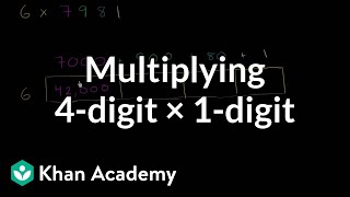 Multiplying 4 digits times 1 digit using grid  4th grade  Khan Academy [upl. by Erick892]