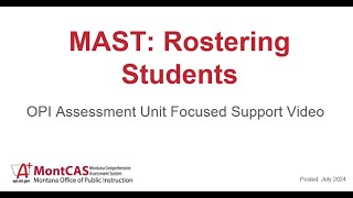 MAST Rostering Focused Support Video [upl. by Carolann]