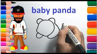 how to drawing lovely cute baby panda easy drawing tutorial step by step [upl. by Roxy]