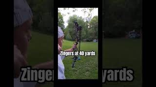 Zinger Fletches slowmo at 40 yards archery bowhunting arrow zingerfletches [upl. by Anerev383]