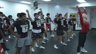 Kingswood Oxford Football gets dance lesson from Dallas Cowboys cheerleader [upl. by Netloc]