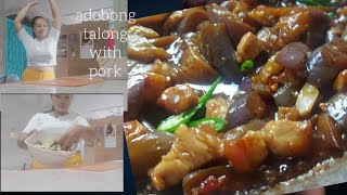 adobong talong na may pork😋😋simpleng ulam pero masarap [upl. by Lednahs]