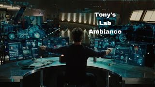 Tony stark lab ambiance ASMR tony talking rain and thunder [upl. by Ileane]