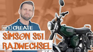 Simson S51 Bremsbacken wechseln  Radwechsel Moped selber machen  Bremsen einstellen  WE create [upl. by Colly650]