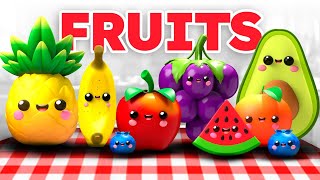 Fruits and Vegetables Names by Baby Fruit Dancing  Sensory Video and Audio [upl. by Burrton]