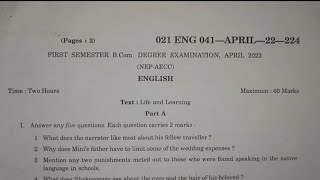 English Bcom 1st Semester NEP Question Paper Year 2022 Karnataka of Dharwad University [upl. by Drain145]