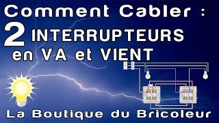 de A à Z  faire un montage va et vient avec 2 interrupteurs comment câbler  raccorder  brancher [upl. by Woodford]