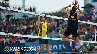 Sweden mens beach volleyball powers past Australia to open play  Paris Olympics  NBC Sports [upl. by Joslyn]