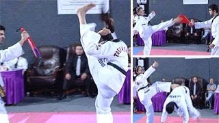 Neetu Chandra learns TAEKWONDO [upl. by Akelahs]