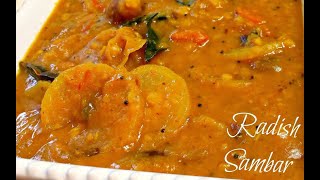 How to make radish sambar  how to make mullangi sambar  radish sambar recipe  dal sambar [upl. by Aicenat]