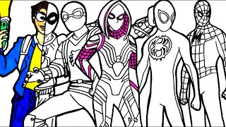 🔴 How To Draw Avengers Superhero  Marvels SpiderMan Miles Gwen  new Suits  Compilation [upl. by Atin330]