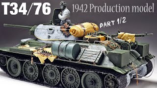 T3476 1942 Production model  Part 1  135 Tamiya  Tank Model   model building [upl. by Eelitan]