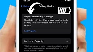 Important Battery Message iPhone Unable To Verify This iPhone Has a Genuine Apple Battery [upl. by Adnaugal]