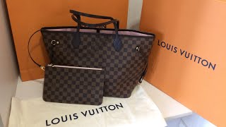 LV neverfull mm damier ebene rose ballerine unboxing [upl. by Walker951]