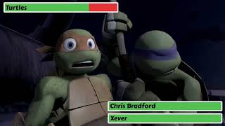 TMNT 2012 Turtles VS Chris Bradford and Xever with Healthbars 13 [upl. by Attikin]