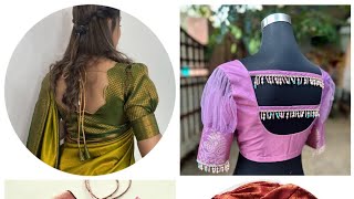 Three fourth pattu saree blouse puff sleeves new design 🎉🎉😘 [upl. by Krystin530]