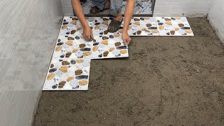 Techniques Tile Bathroom Floor With Ceramic Tile [upl. by Mozelle543]