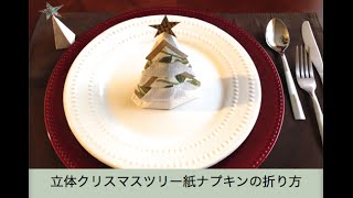 紙ナプキンの折り方クリスマスツリー立体 [upl. by Redford]