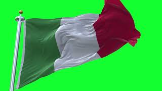 Waving Flag  ITALY GREEN SCREEN  FREE FOOTAGE  3D  4K [upl. by Dygert]