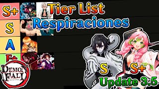 Demon Fall Tier List Respiraciones Update 35 [upl. by Nirro]