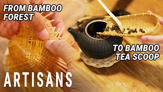 Weaving a Bamboo Tea Scoop from Scratch  ASMR Process [upl. by Aerdnuahs]