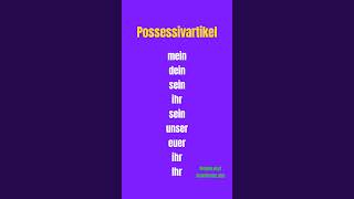 Possessivpronomen Possessivartikel mein dein sein ihr unser euer ihr Ihr my your his [upl. by Talbert]