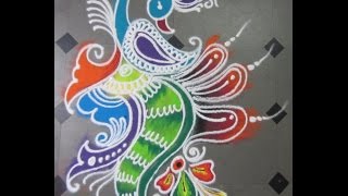 How to make rangoli with peacock [upl. by Tuinenga629]