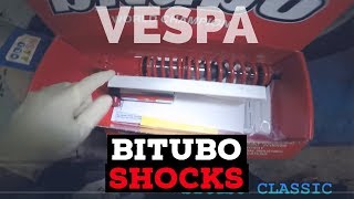 vespa BITUBO classic amp racing unboxing  vespa shocks  FMPguides [upl. by Otrebilif961]