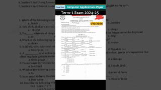 Class 10th Computer applications Term 1 exam paper 202425  Half yearly  exam computers shorts [upl. by Dannica]