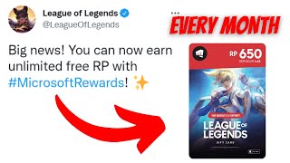 How to Get FREE UNLIMITED RP with Microsoft Rewards  League of LegendsTeamfight TacticsVALORANT [upl. by Enyamart]