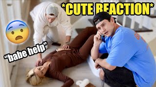 FALLING DOWN THE STAIRS PRANK ON BOYFRIEND he was so sweet [upl. by Rol]