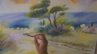 Demo aquarelle en mouillé sur mouillé wet on wet watercolor [upl. by Neetsirhc]