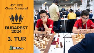 Türkiye Slovakyaya ve İrana Karşı  45 FIDE Satranç Olimpiyatları  3 Tur [upl. by Cooperstein]