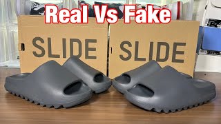 Adidas Yeezy Slide Gray Slate Real Vs Fake Review [upl. by Mcgean510]