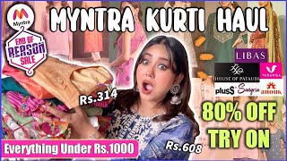 Myntra EORS Designer Kurti 😍 Under ₹1000 Try On Haul 80 OFF Sale  ThatQuirkyMiss [upl. by Grosvenor]