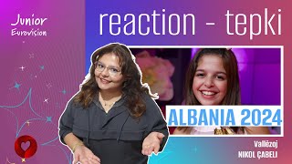 REACTION • Nikol Çabeli  Vallëzoj Junior Eurovision 2024 🇦🇱 Albania [upl. by Ecirtnas]