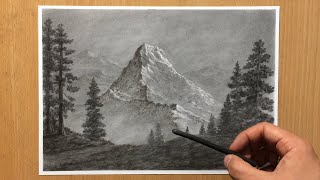 How to Draw a Mountain in Charcoal [upl. by Aseefan]