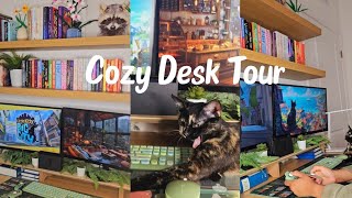 My Cozy Desk Setup Tour  Green Dreamer Diary [upl. by Blancha]