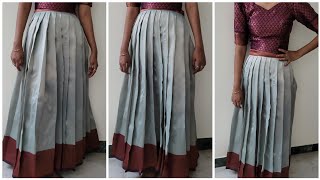 Pattupavada Cutting and Stitching in Malayalam for BeginnersPleated skirt cutting and stitchinh [upl. by Allit]