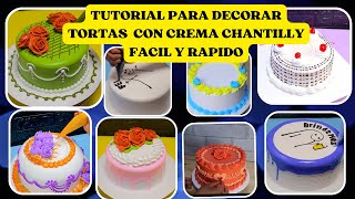 8Tutorial para decorar tortas con crema CHANTILLY  pasteles con crema chantilly FACILSENCILLA [upl. by Carmine493]