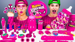 ASMR MUKBANG for Superheroes Color food challenge 그린 블루 푸드 챌린지 Pink vs BlueGreen dessert FOOD [upl. by Notyep59]