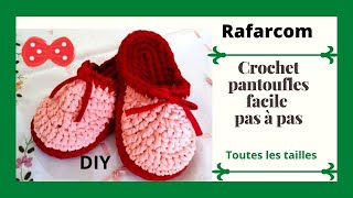 Mes Jolies Pantoufles au crochet Trapilho special gauchers [upl. by Dualc939]