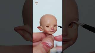 Polymer clay art doll tutorial  part 1 painting the face [upl. by Devan]