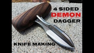 Knife Making  4 Sided Demon Dagger Knife [upl. by Lyrrehs]