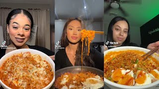 SPICY BULDAK NOODLES MUKBANG 🍜  TIKTOK FOOD COMPILATION [upl. by Erihppas]