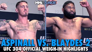 Curtis Blaydes Heavier Than Tom Aspinall for Interim Title Rematch  UFC 304 WeighIn Highlights [upl. by Dnomrej]