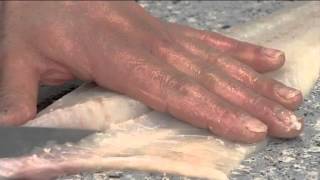 How to make V and J cuts in Atlantic Cod fillets  408 [upl. by Ennayelsel]