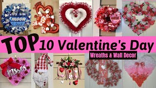 Top 10 Valentines Day Wreaths amp Wall Decor  Dollar Tree Valentine DIYs  Valentines Day Craft [upl. by Godric]