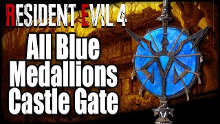 All Blue Medallions Castle Gate Resident Evil 4 Remake [upl. by Akenihs]