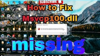 How to Fix Msvcp100dll was not found missing [upl. by Orlan]